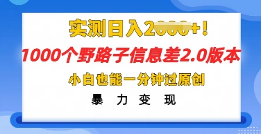 2025抖音1000个野路子信息差最新玩法，一分钟过原创，暴力变现月入几k-80后副业网