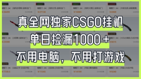 真全网独家CSGO挂G，单日捡漏1k+【揭秘】-80后副业网