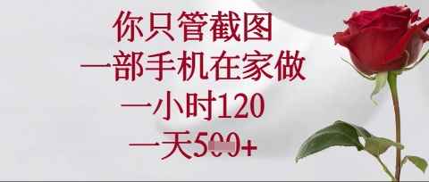 你只管截图,一部手机在家操作,一小时120.一天5张【揭秘】-80后副业网