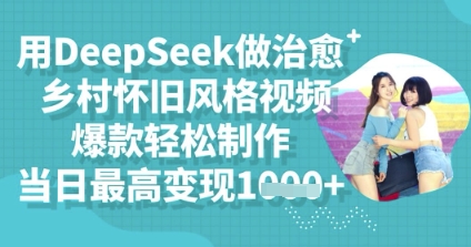 用DeepSeek做治愈乡村怀旧风格视频，爆款轻松制作，当日最高变现多张-80后副业网